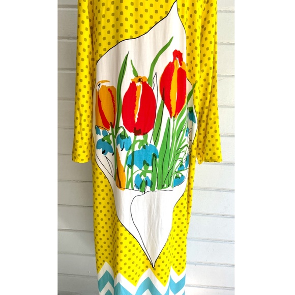 VERA for ANTHROPOLOGIE Yellow Floral Maxi Open Front Kimono Robe - EUC! - OS - Picture 4 of 11